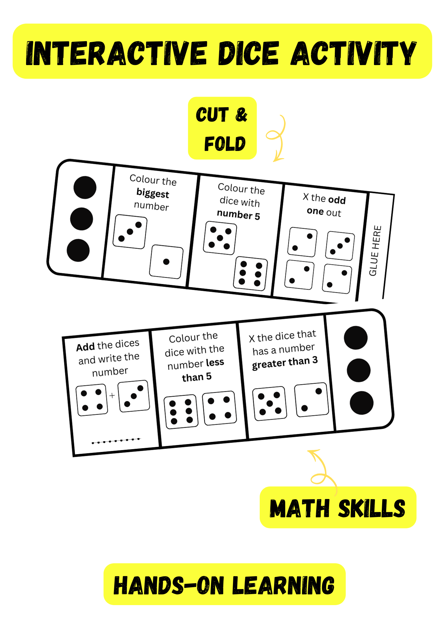 š² Math Interactive Activity| Dice Theme | Cut and fold