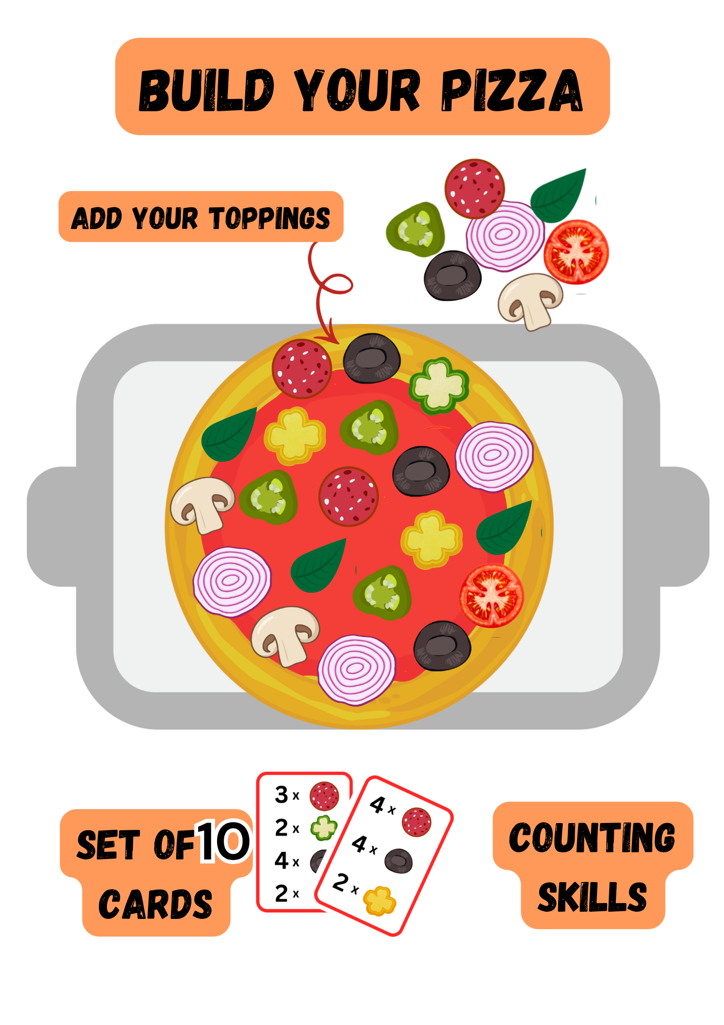 Build your PIZZAš| Add Toppings| Counting skills