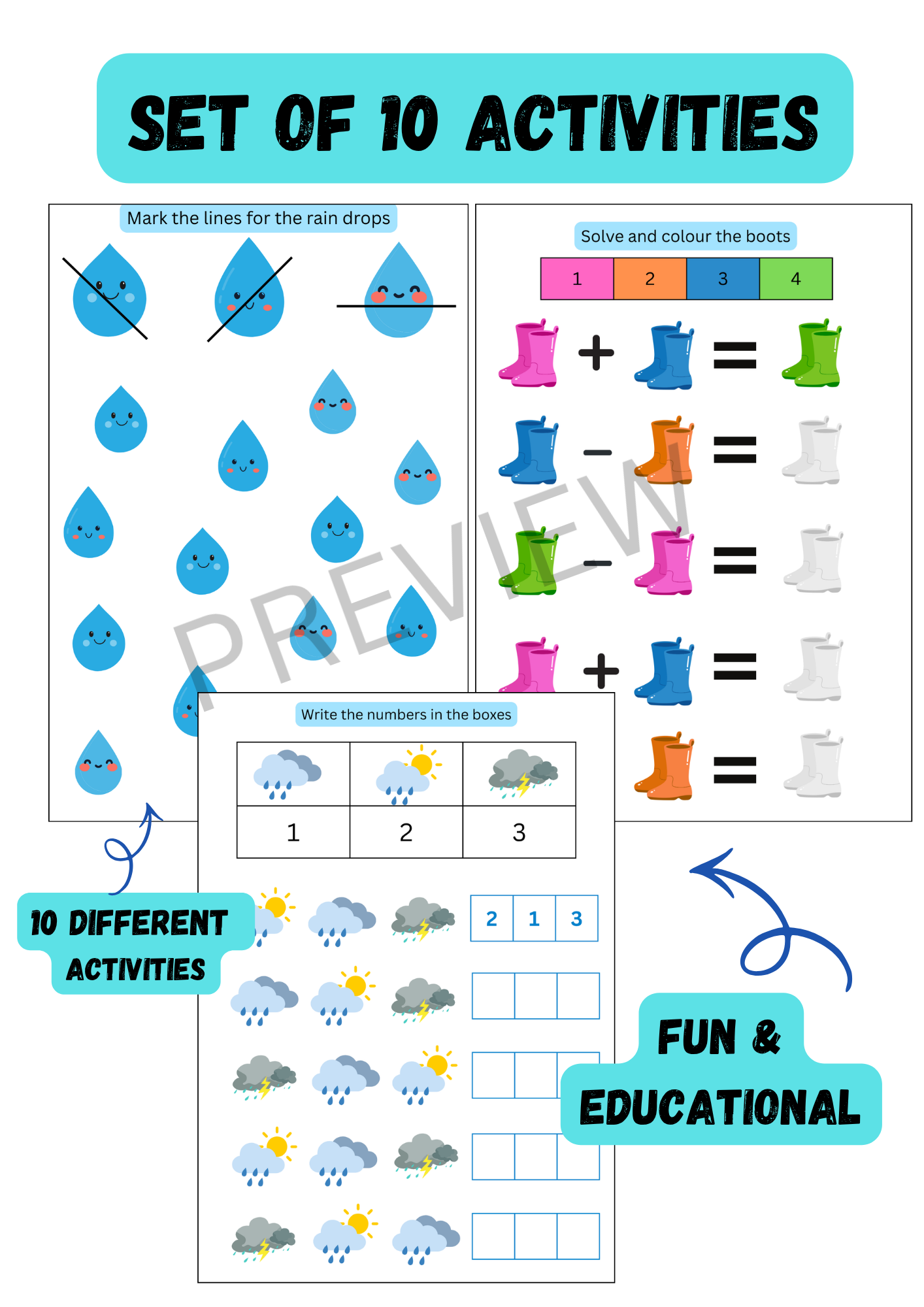 🌦️Rainy Day Worksheet Bundle| Logic and Observation Activities