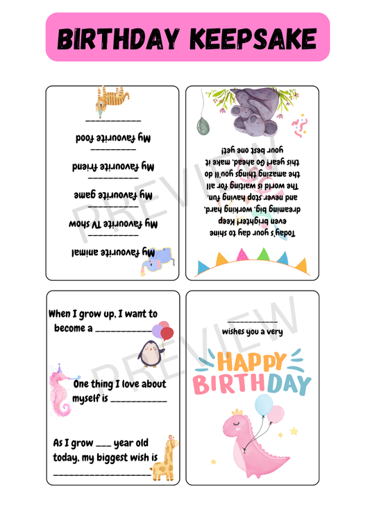 Birthday Keepsake- A Mini Memory Book