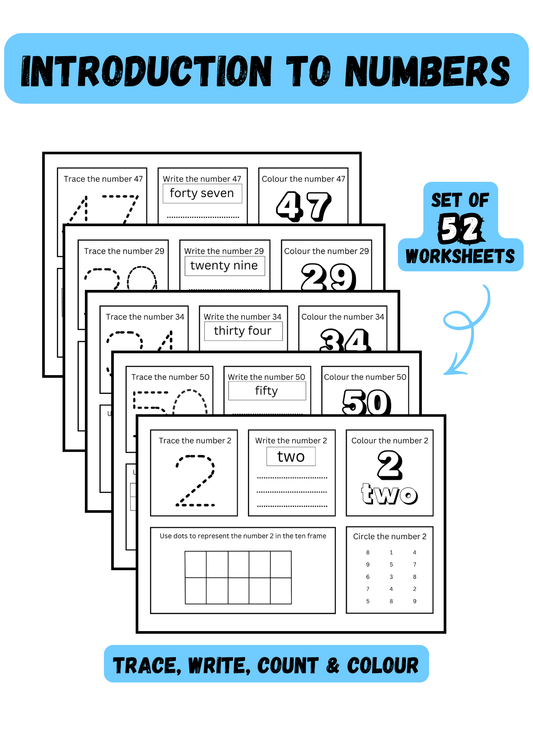 Introduction to Numbers- Worksheet Pack