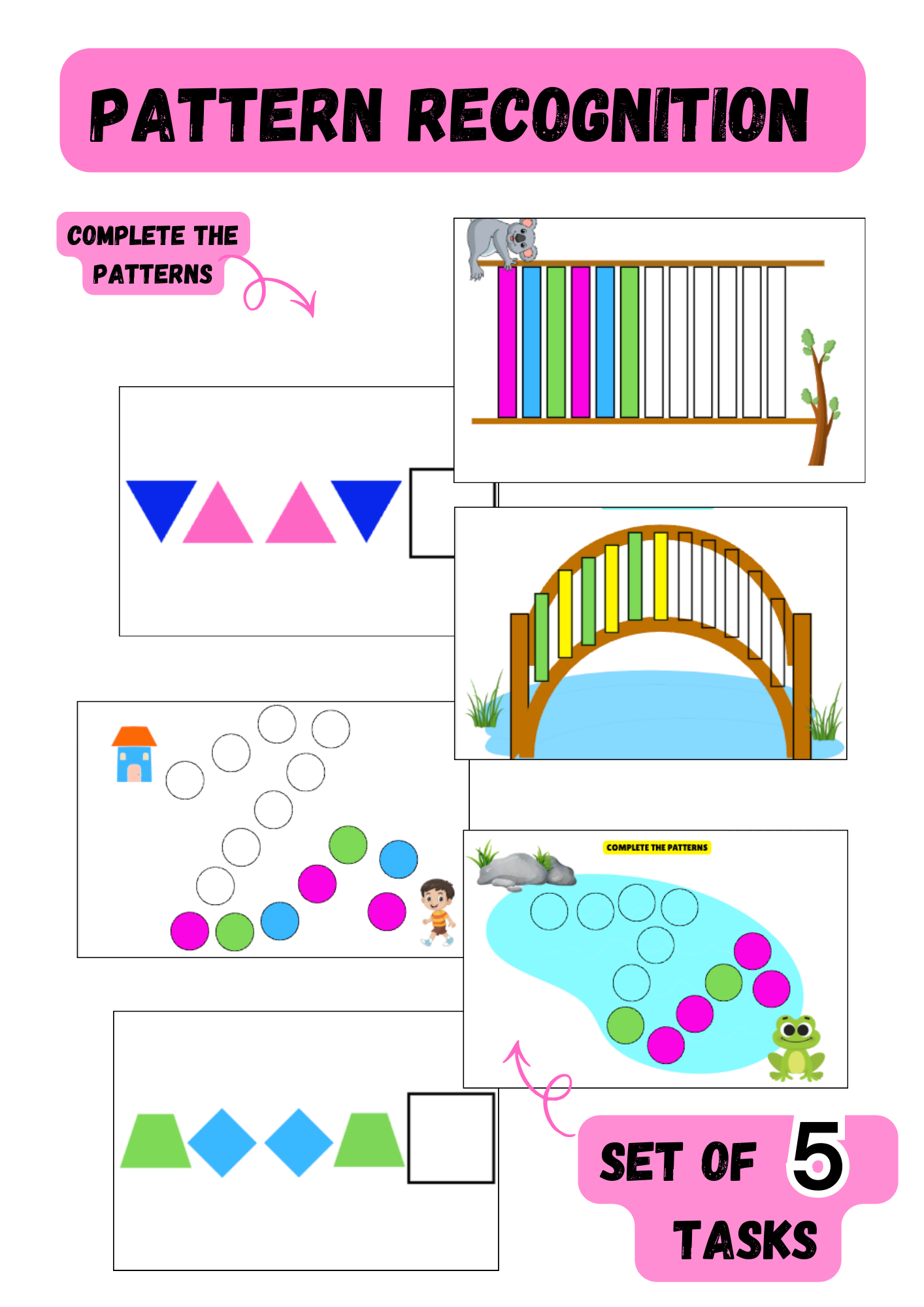 Pattern Recognition| Complete the Patterns| Set of 5 tasks