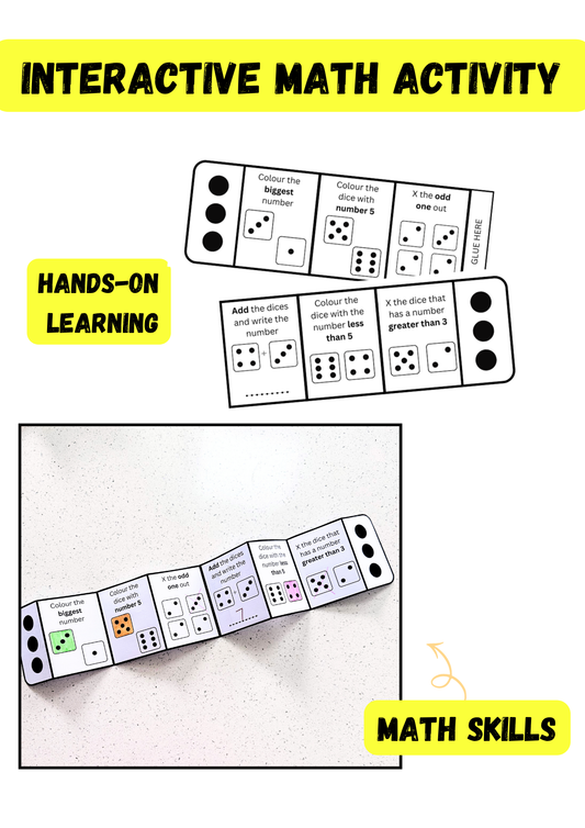 🎲 Math Interactive Activity| Dice Theme | Cut and fold