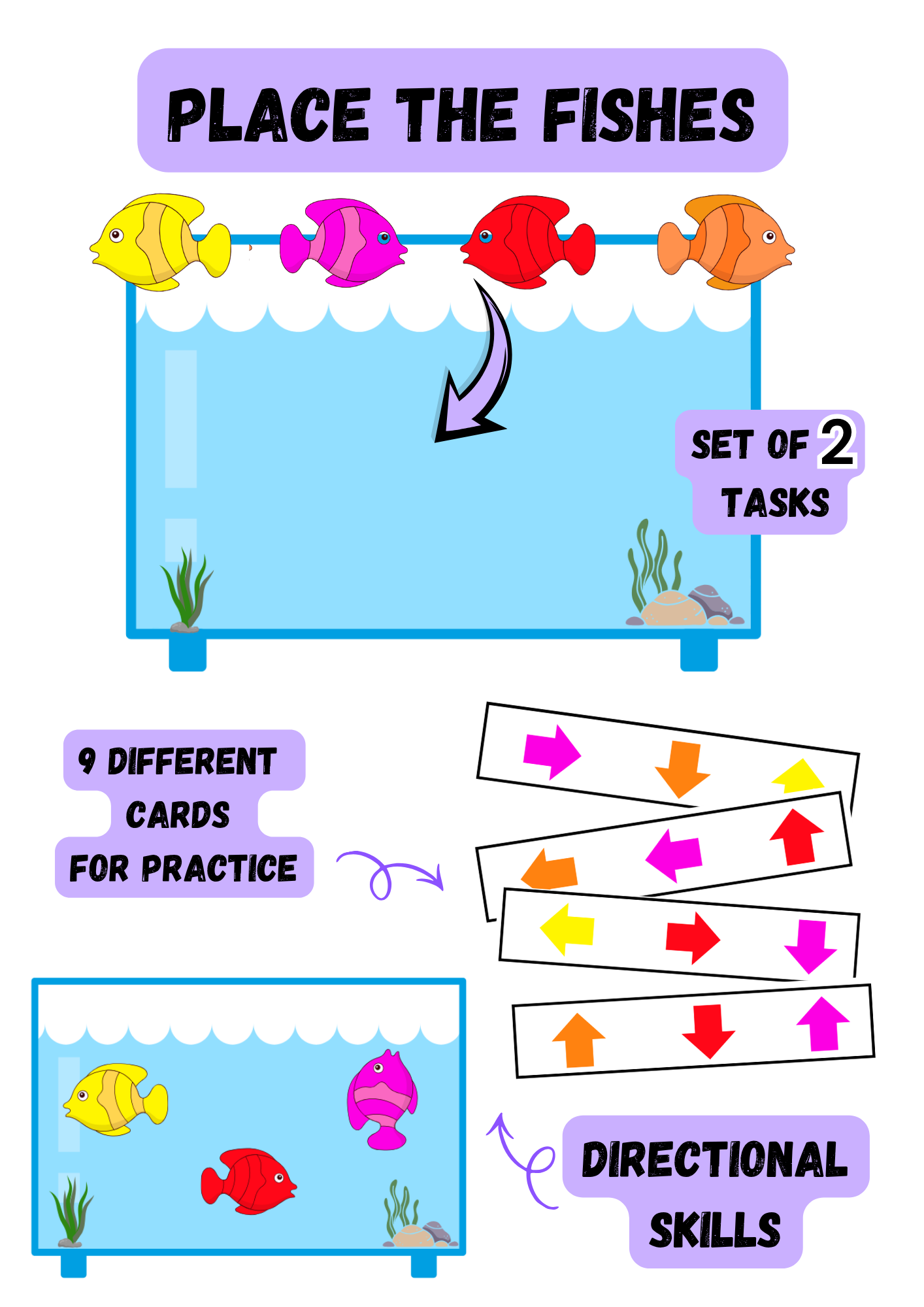 Place the Fishes | Direction and Orientation Matching Activity| Set of 2